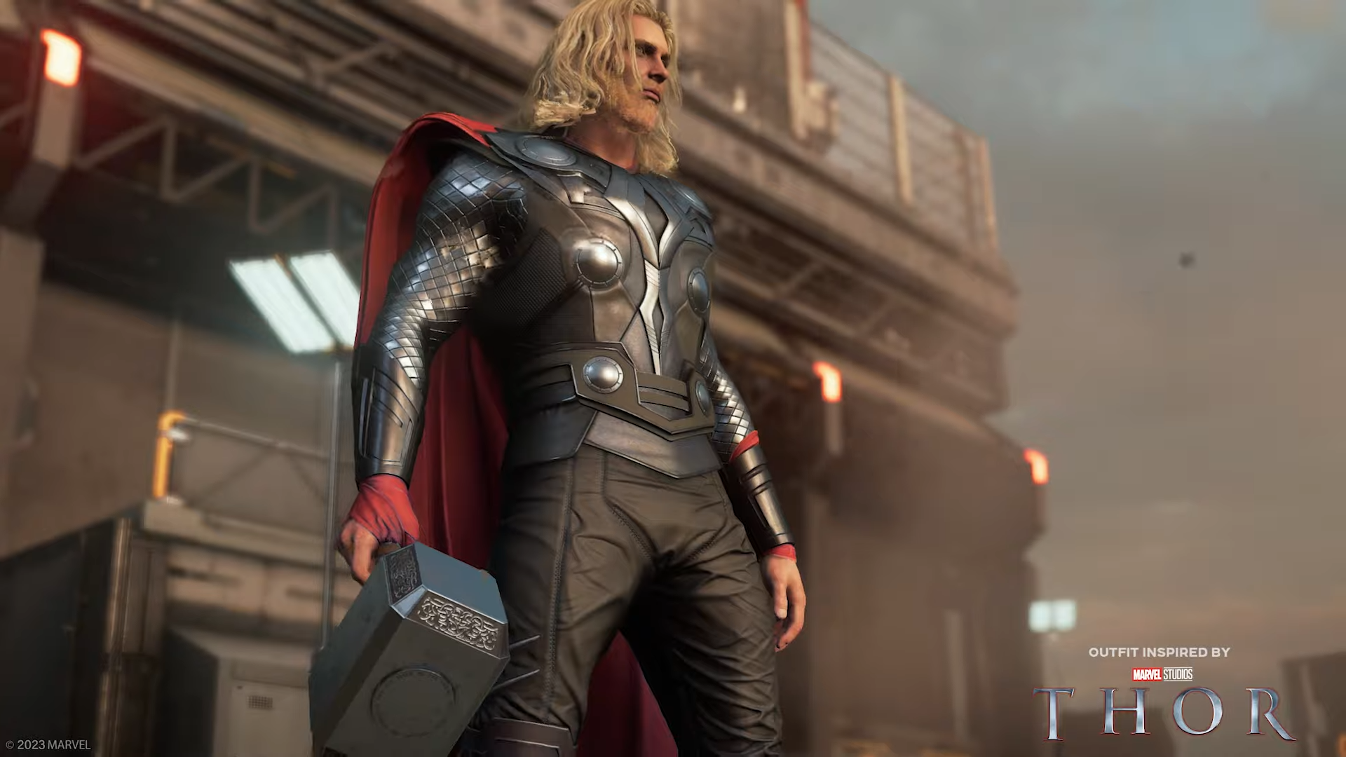 Helmet-less Thor in Marvel's Avengers.