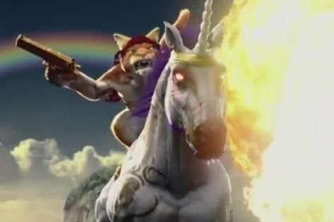 Image for Trials Fusion expansion stars a cat riding a fire-breathing unicorn