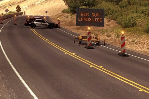Image for American Truck Simulator closes in-game California highway after real life landslide