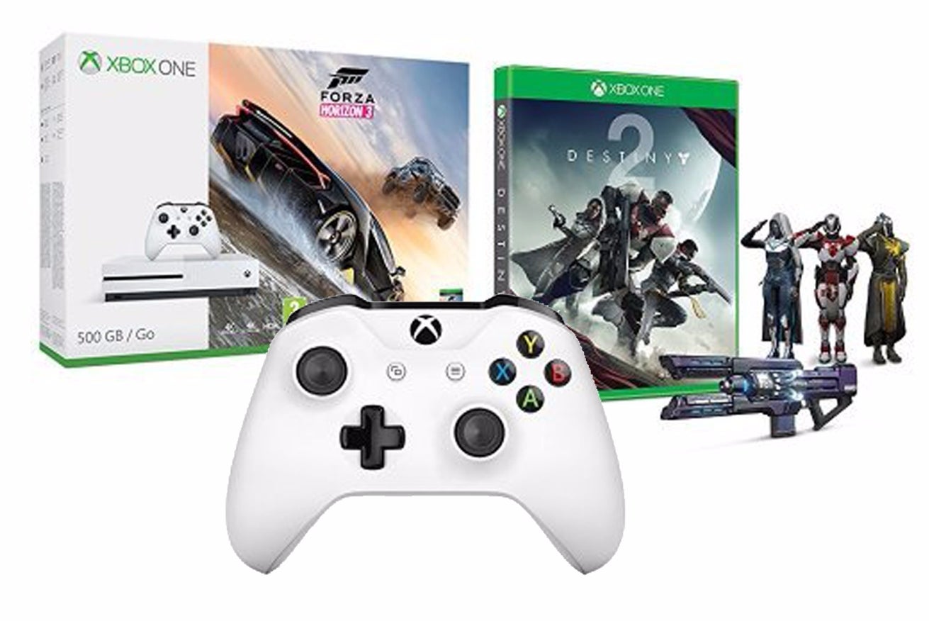 Immagine di Xbox One S con Destiny 2, Forza Horizon 3 e un controller aggiuntivo in offerta a €299,99