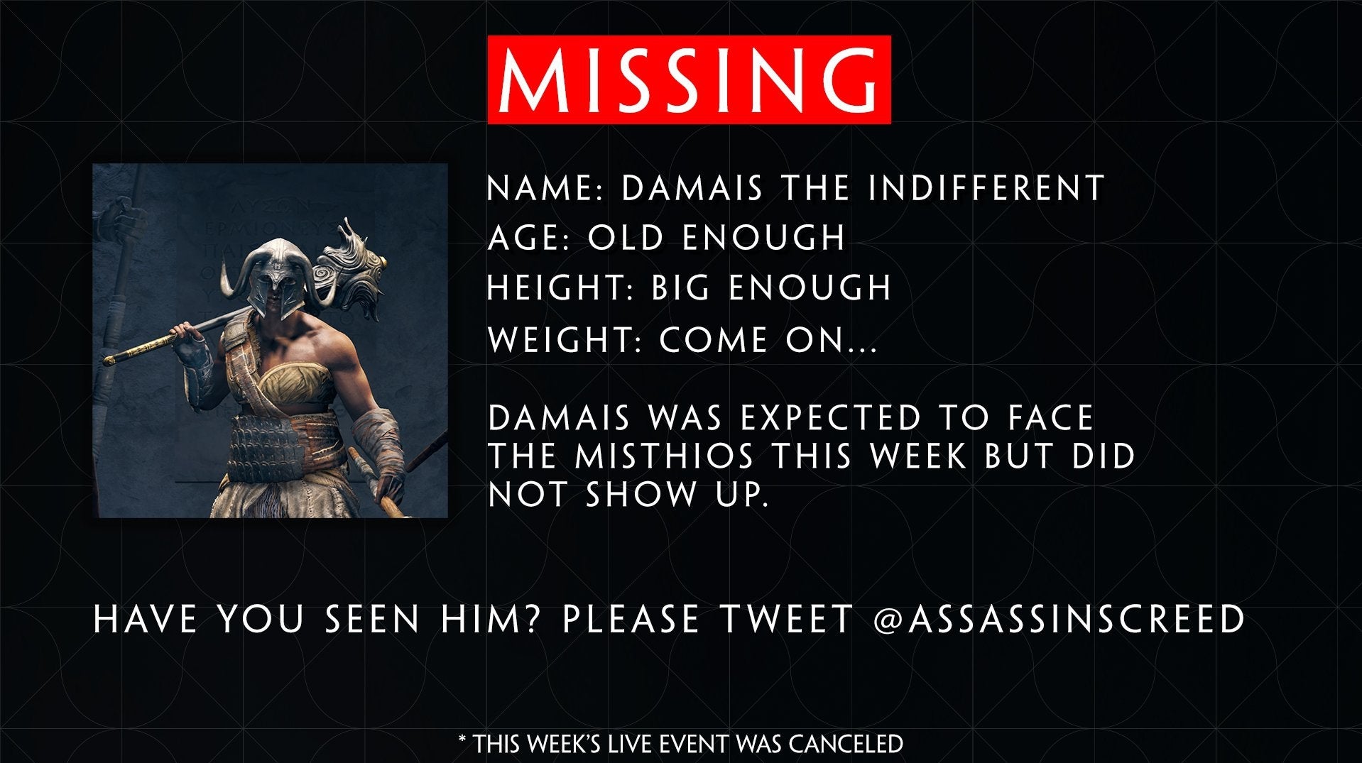 Imagen para El primer evento semanal de Assassin's Creed: Odyssey ha sido cancelado