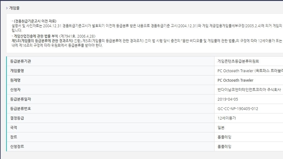 Imagen para Octopath Traveler para PC aparece en el organismo de clasificación coreano