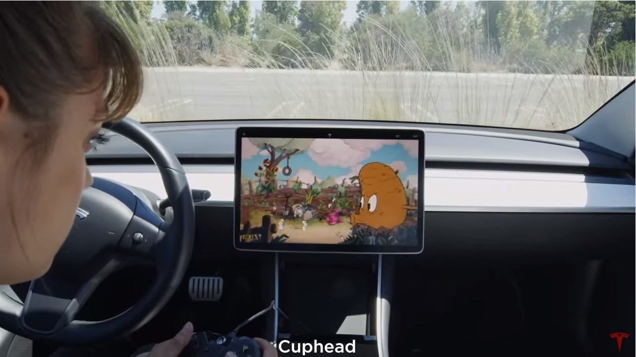 Image for You can now play Cuphead on a Tesla