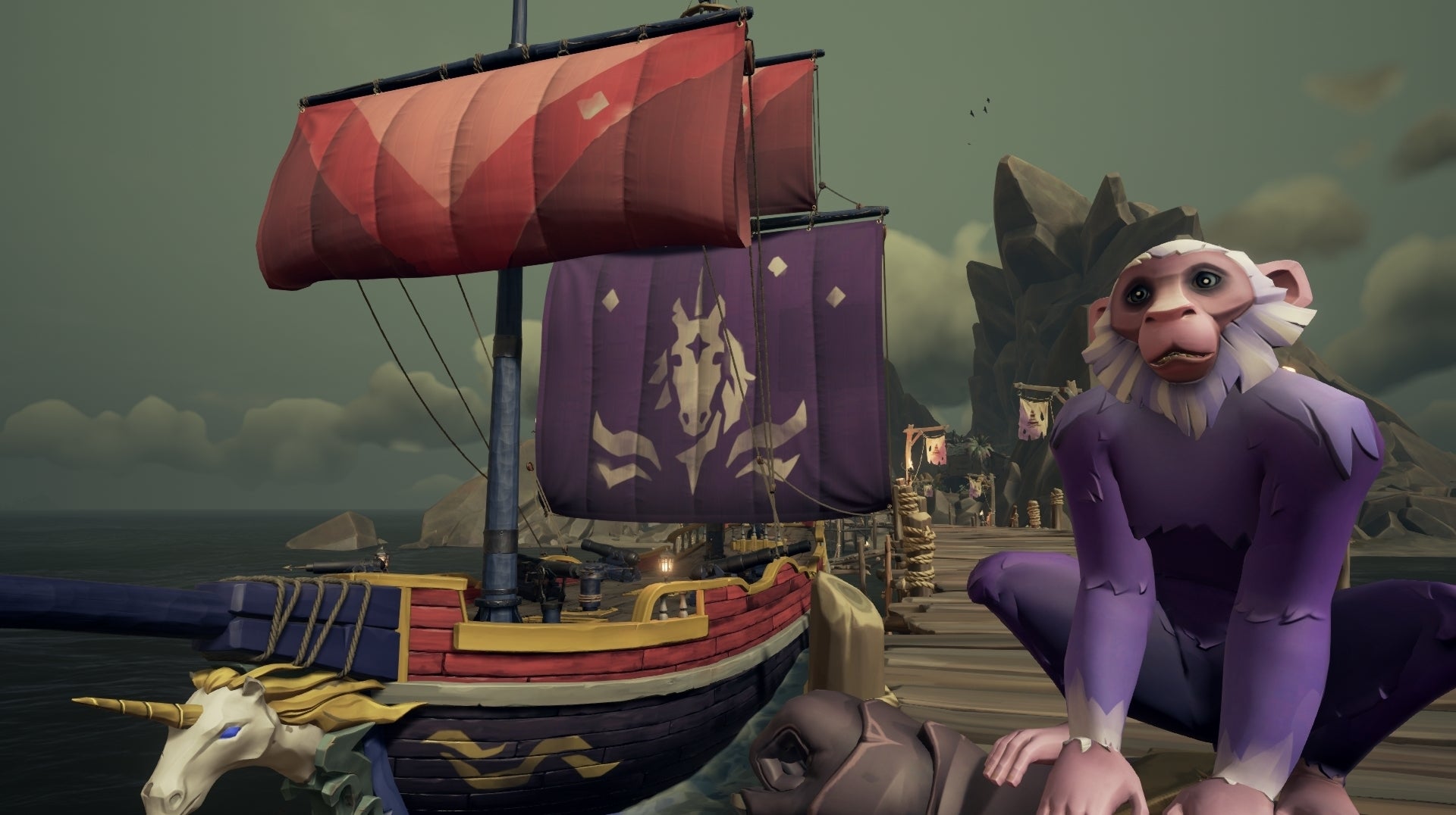 Image for You can get a bright purple monkey in Sea of Thieves with Twitch Prime