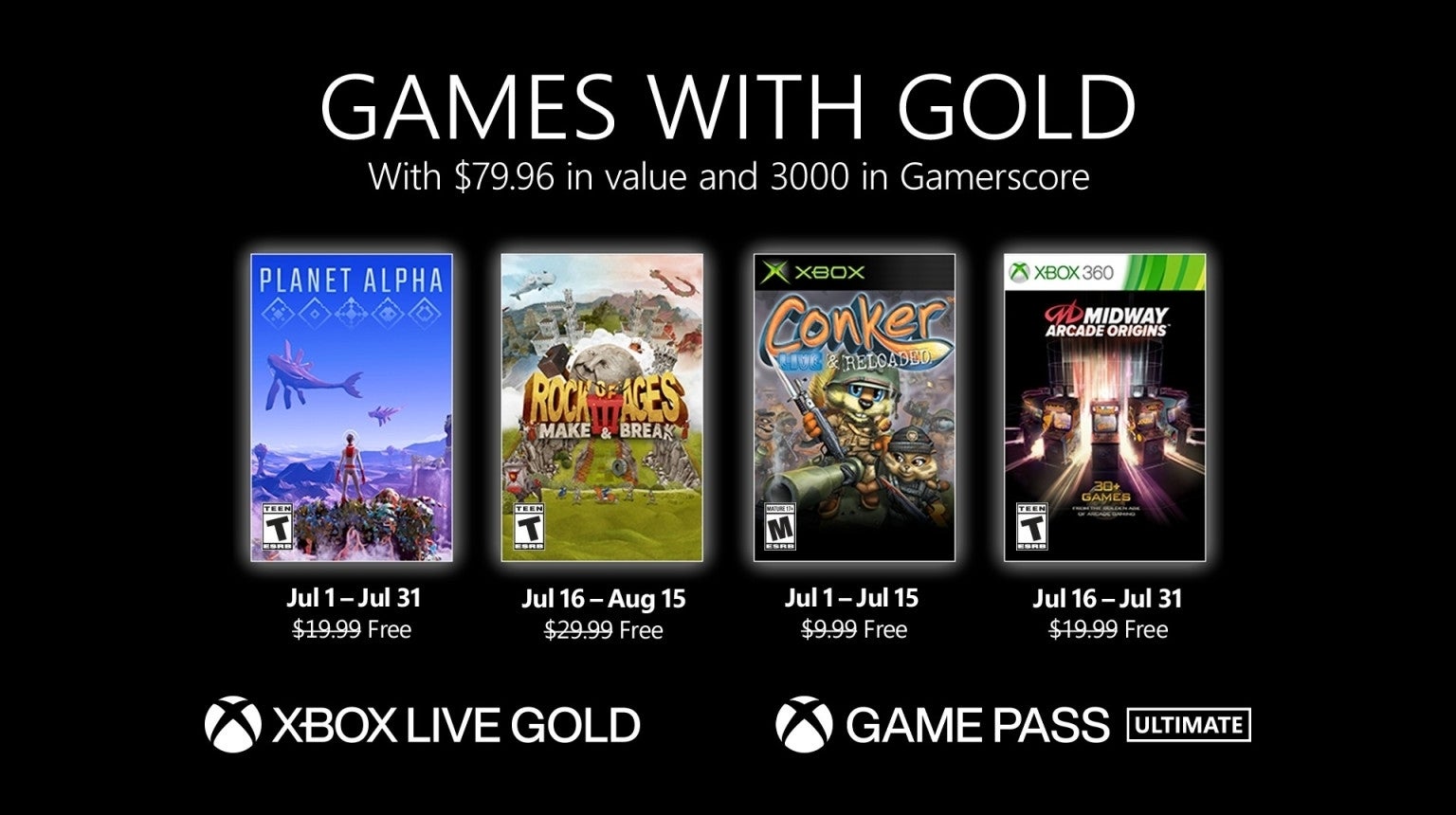 Image for Xbox Games with Gold July lineup announced