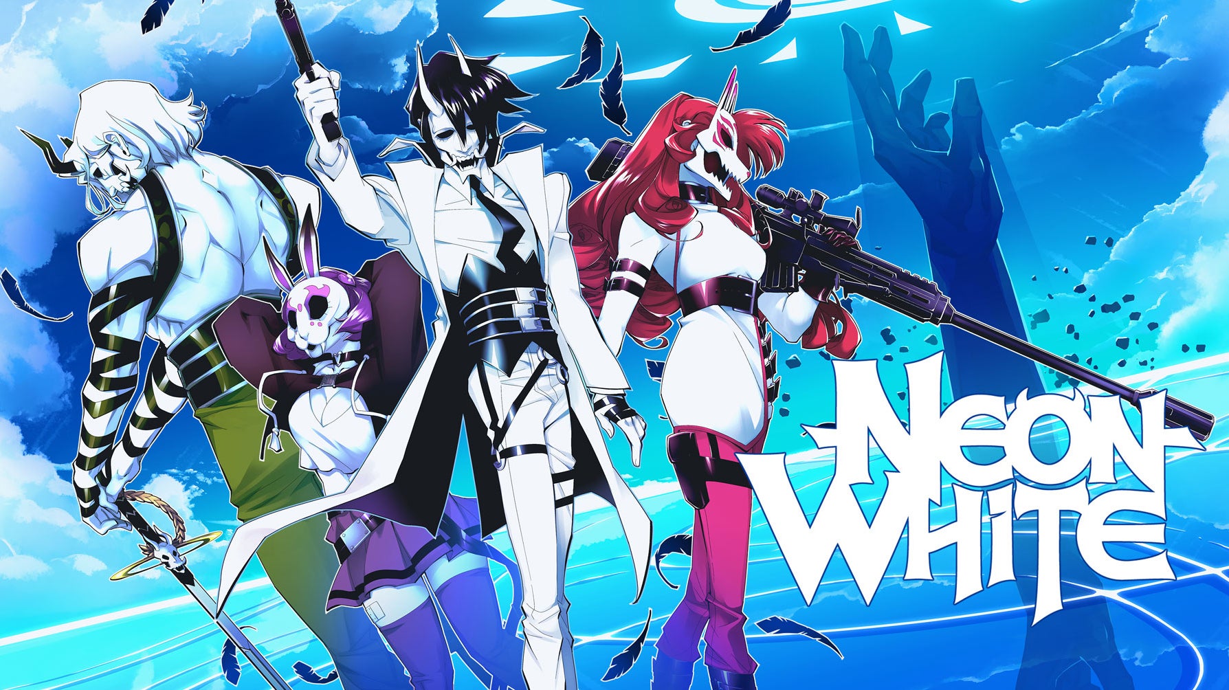 Image for Neon White is an anime speedrunner full of camp, cards, and colour