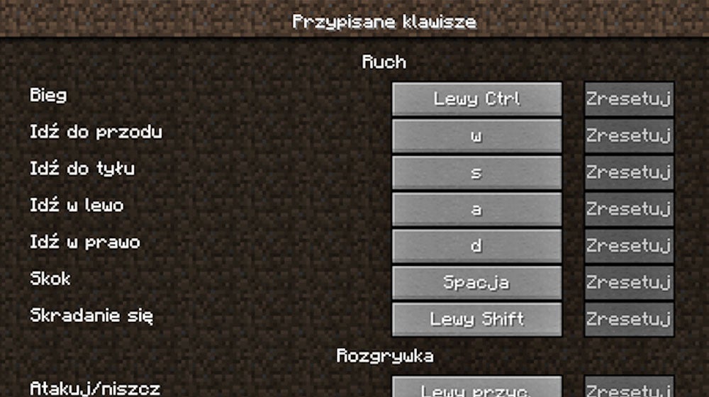 Obrazki dla Minecraft - sterowanie na PC