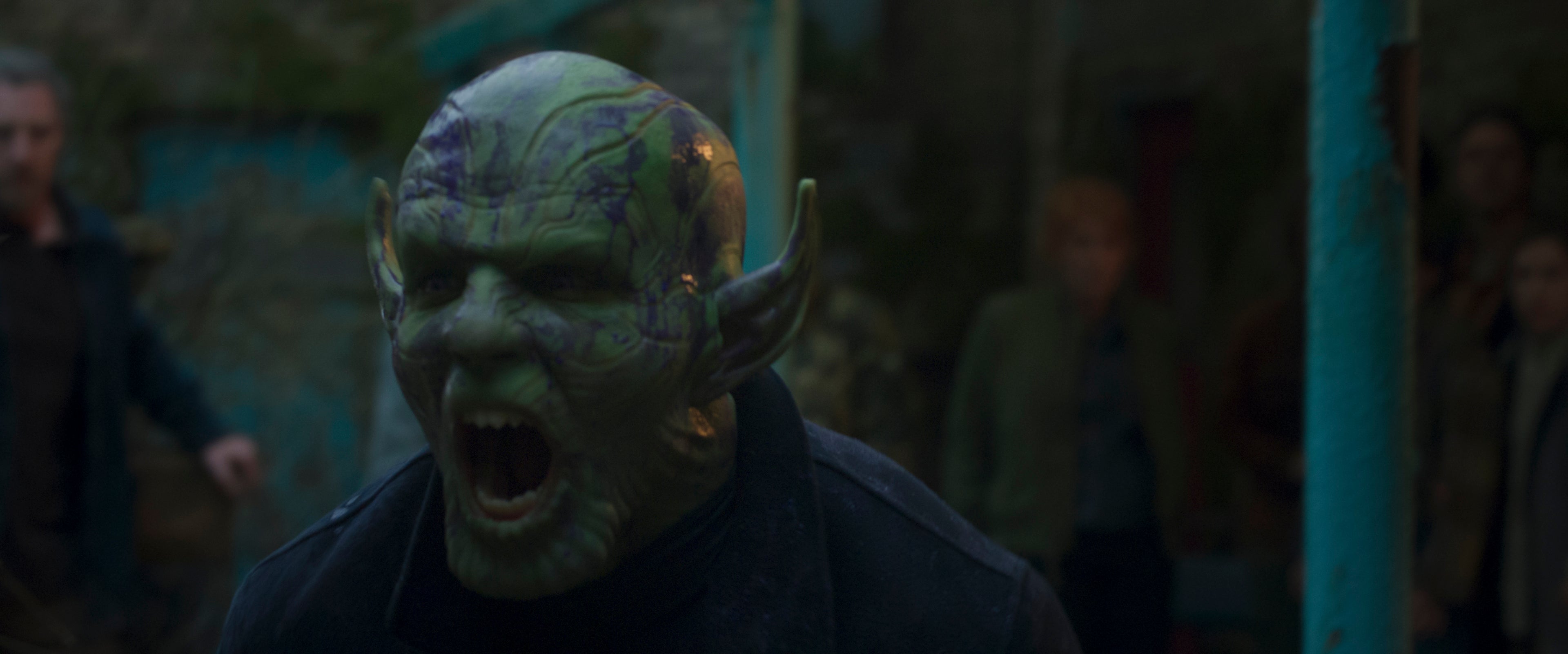 Still image of a Skrull shouting