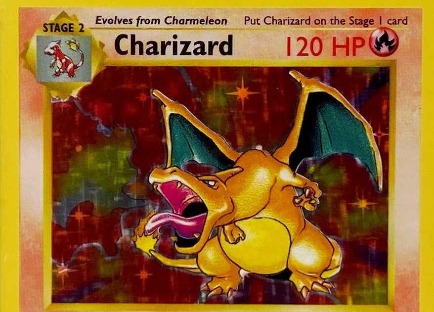 Cropped image of rare Charizard card