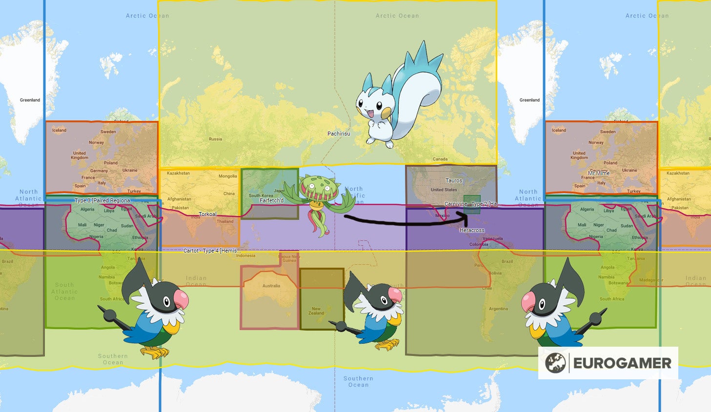 Где поймать покемона. Карта региональных покемонов. Покемон го карта. Покемон Pachirisu.