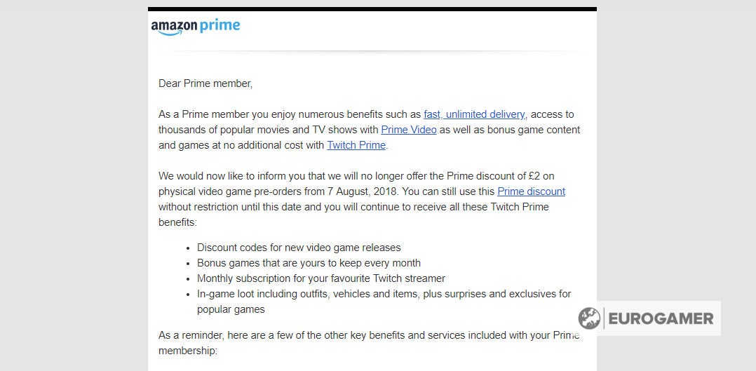 Amazon ending £2 Prime discount on physical game pre-orders ...