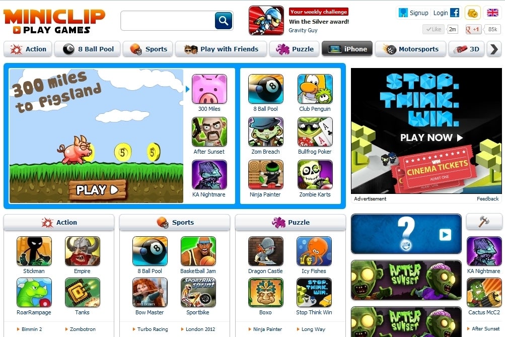 A screenshot of MiniClip in its former glory. Source: dailystar.co.uk