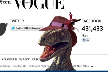 Konami Code unlocks dinosaur in hat on Vogue website 