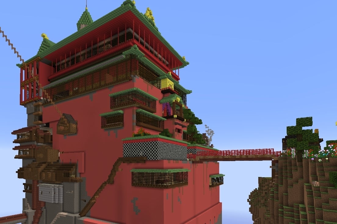 Image for Someone is building Spirited Away's entire world in Minecraft