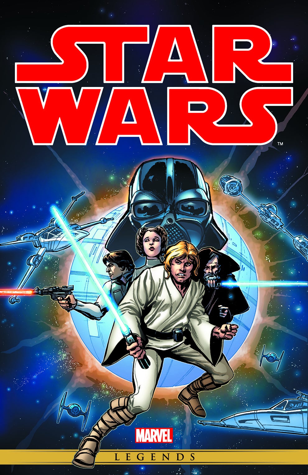Star Wars the original Marvel Years hardcover artwork with Luke, Leia, Han Solo, The Emperor, and Vader