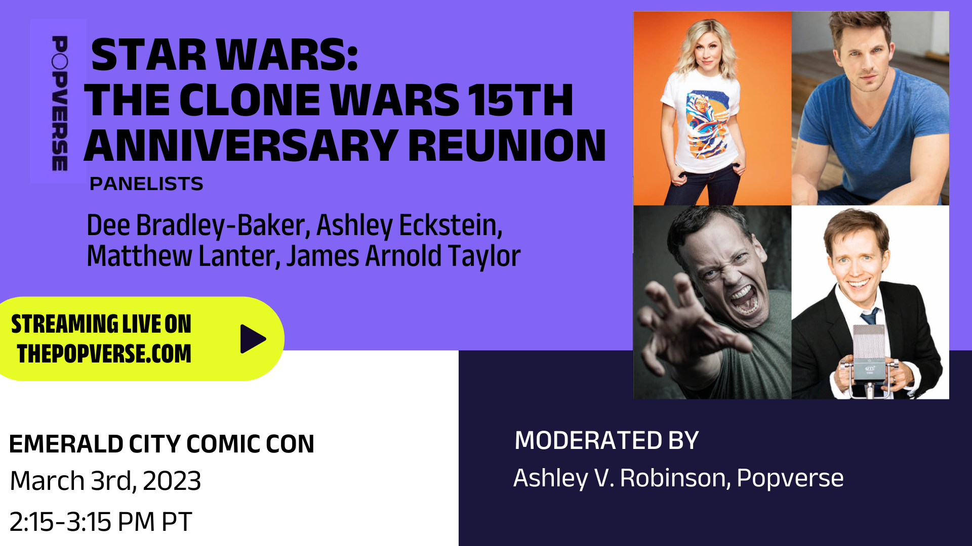 Image for Watch the Star Wars: Clone Wars reunion with Ashley Eckstein, Dee Bradley Baker, and more live from ECCC '23