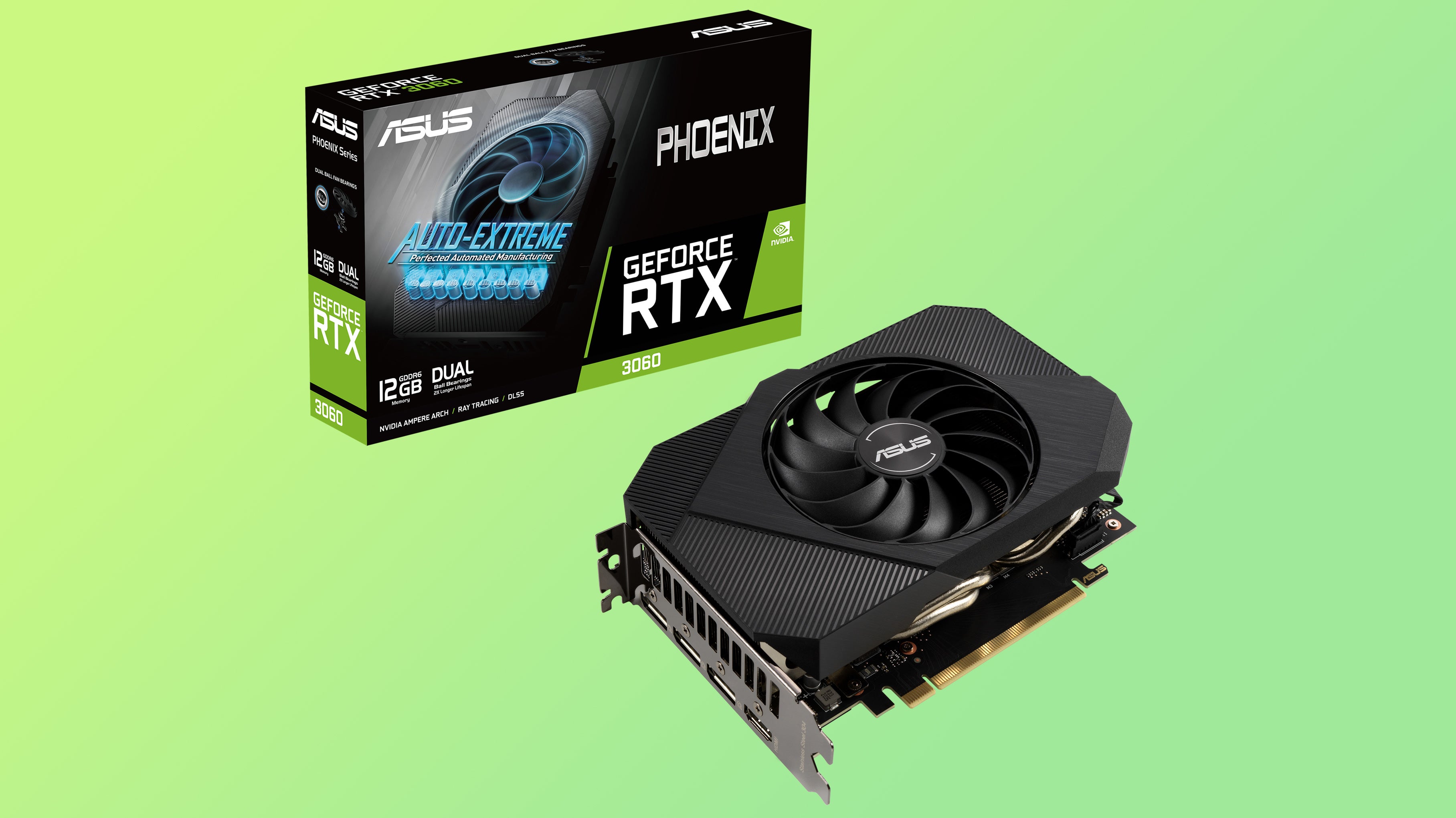 a cute graphics card with a single fan, an asus rtx 3060 phoenix v2 to be exact.