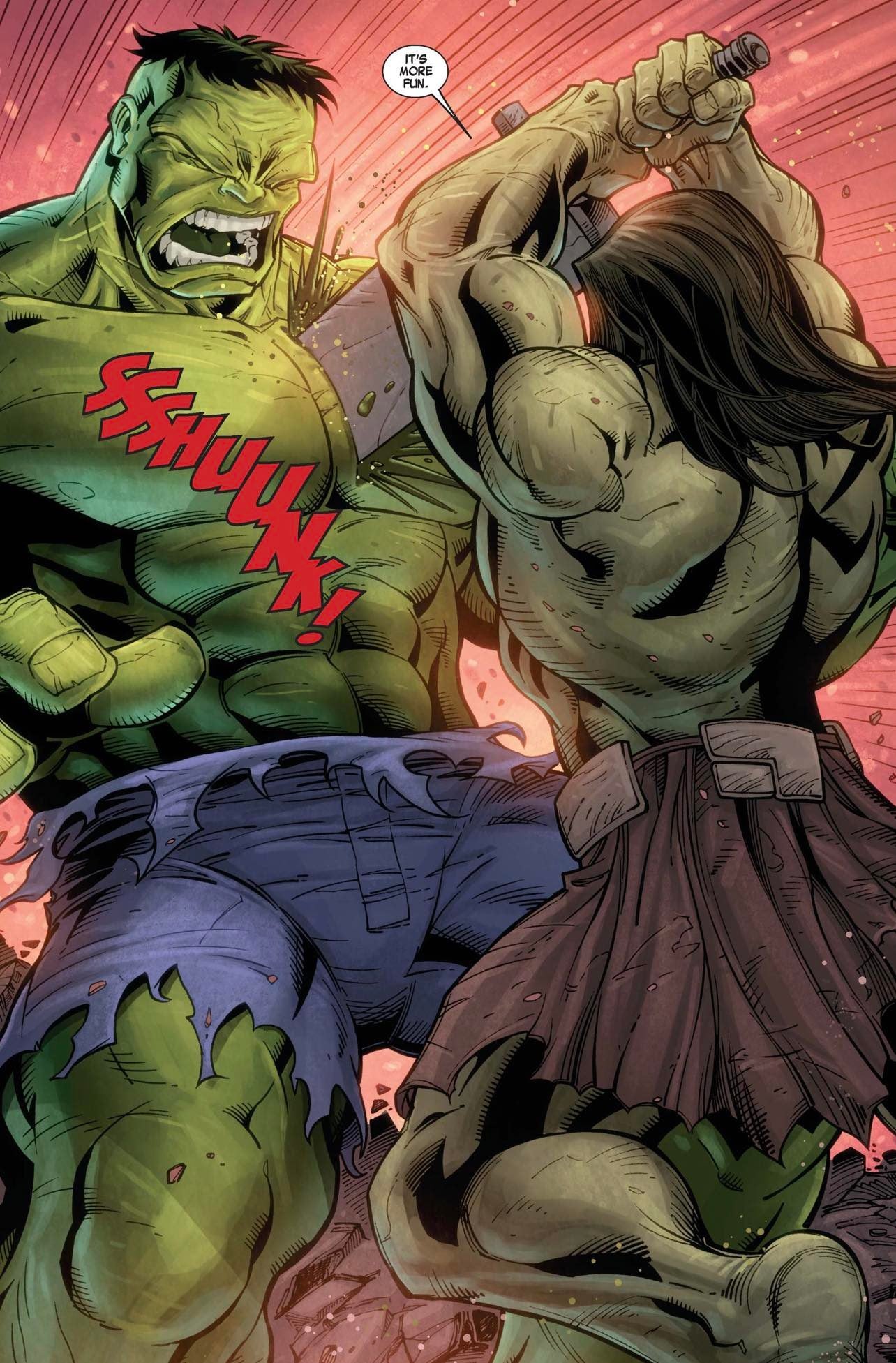 Skaar stabs his father (penciled by Rodney Buchemi)