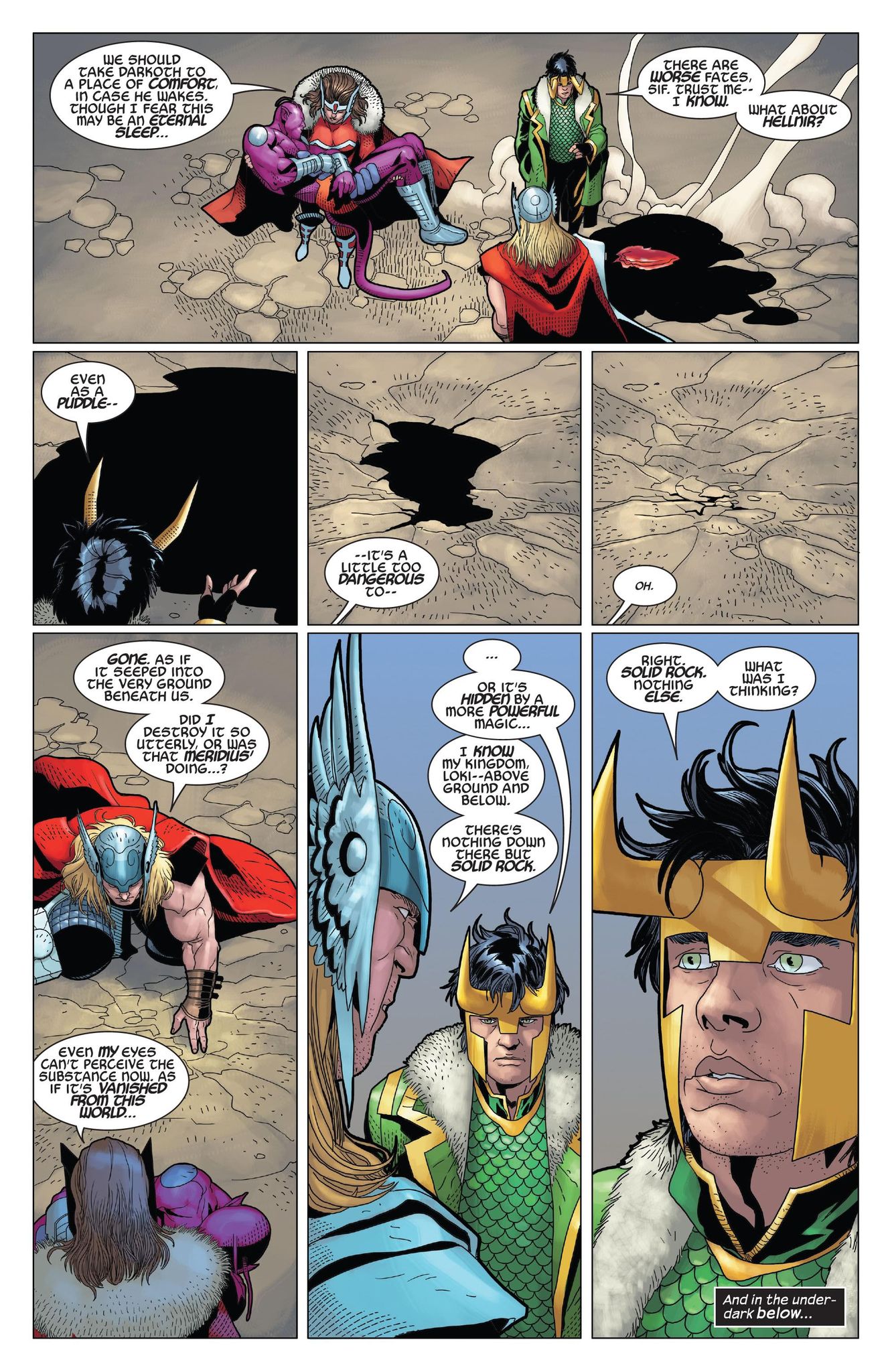 Thor and Loki watch Darkoth's symbiote slither away