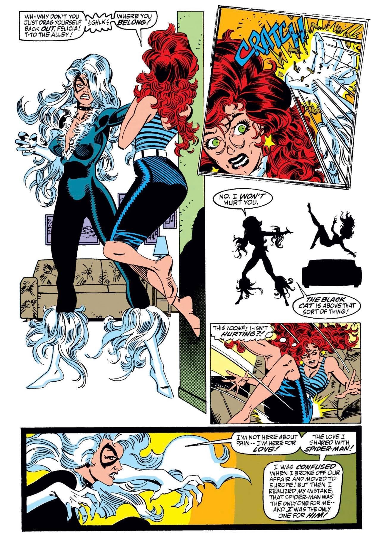 Black Cat attacks Mary Jane in Amazing Spider-Man #331 (art by Erik Larsen)