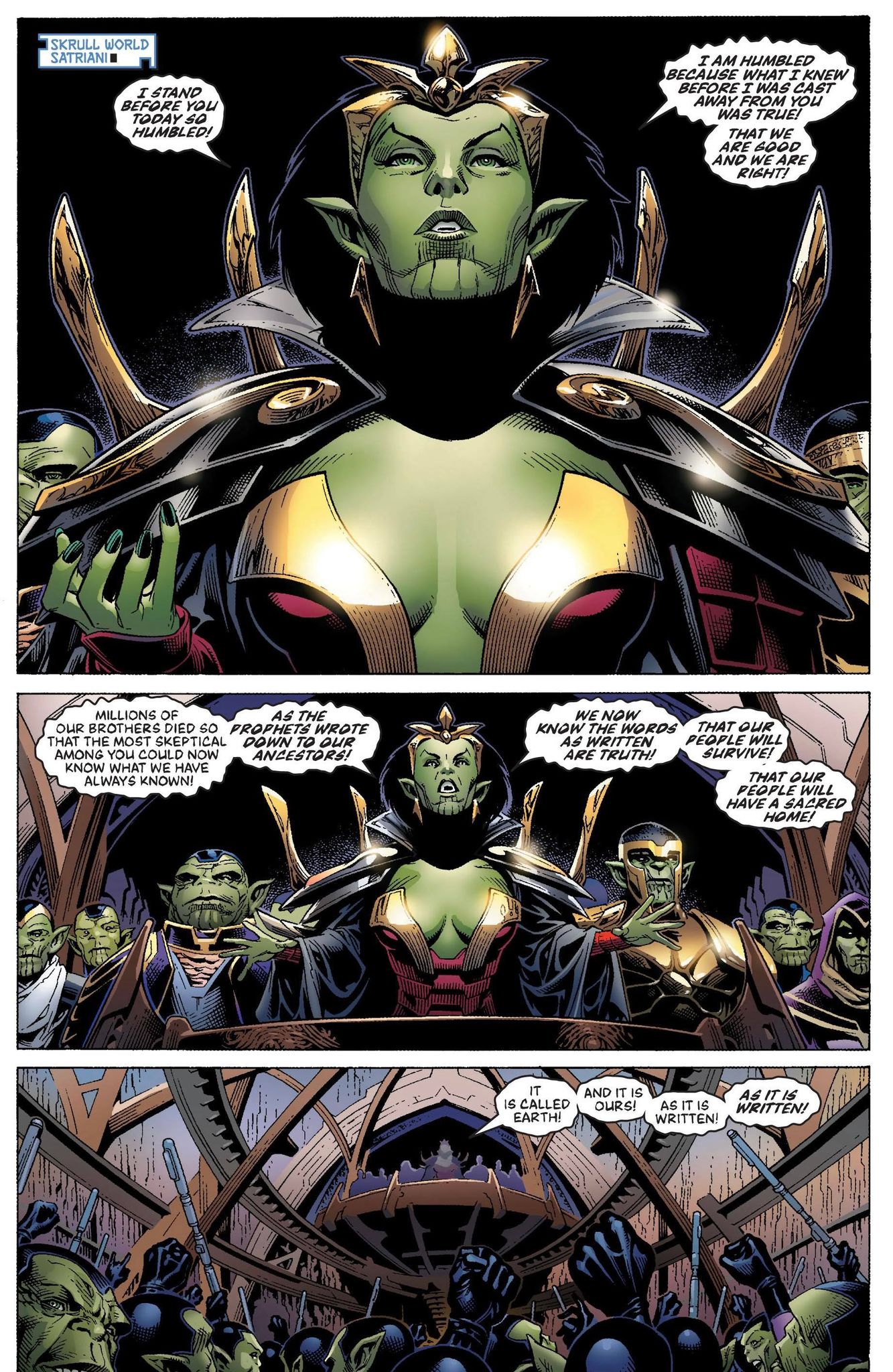 Queen Veranke plans the Secret Invasion, as seen in New Avengers #40 (2008) penciled by Jim Cheung