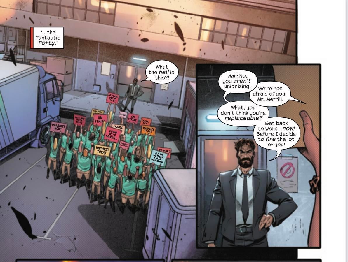 Johnny forms the Fantastic Forty union (as seen in Fantastic Four #3)