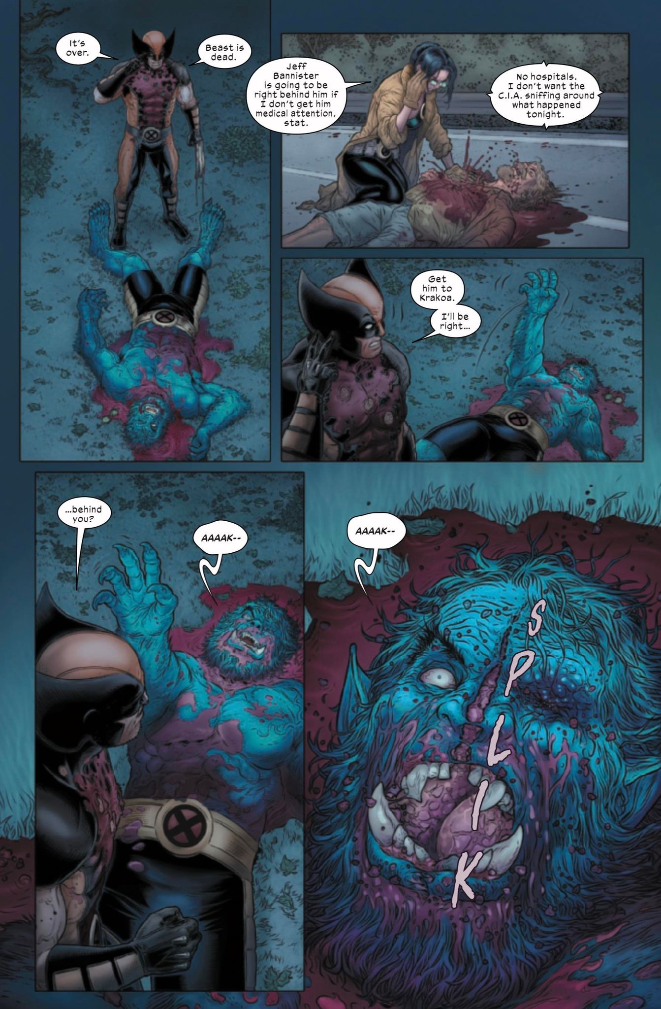Beast booby-traps his corpse (from Wolverine #31)