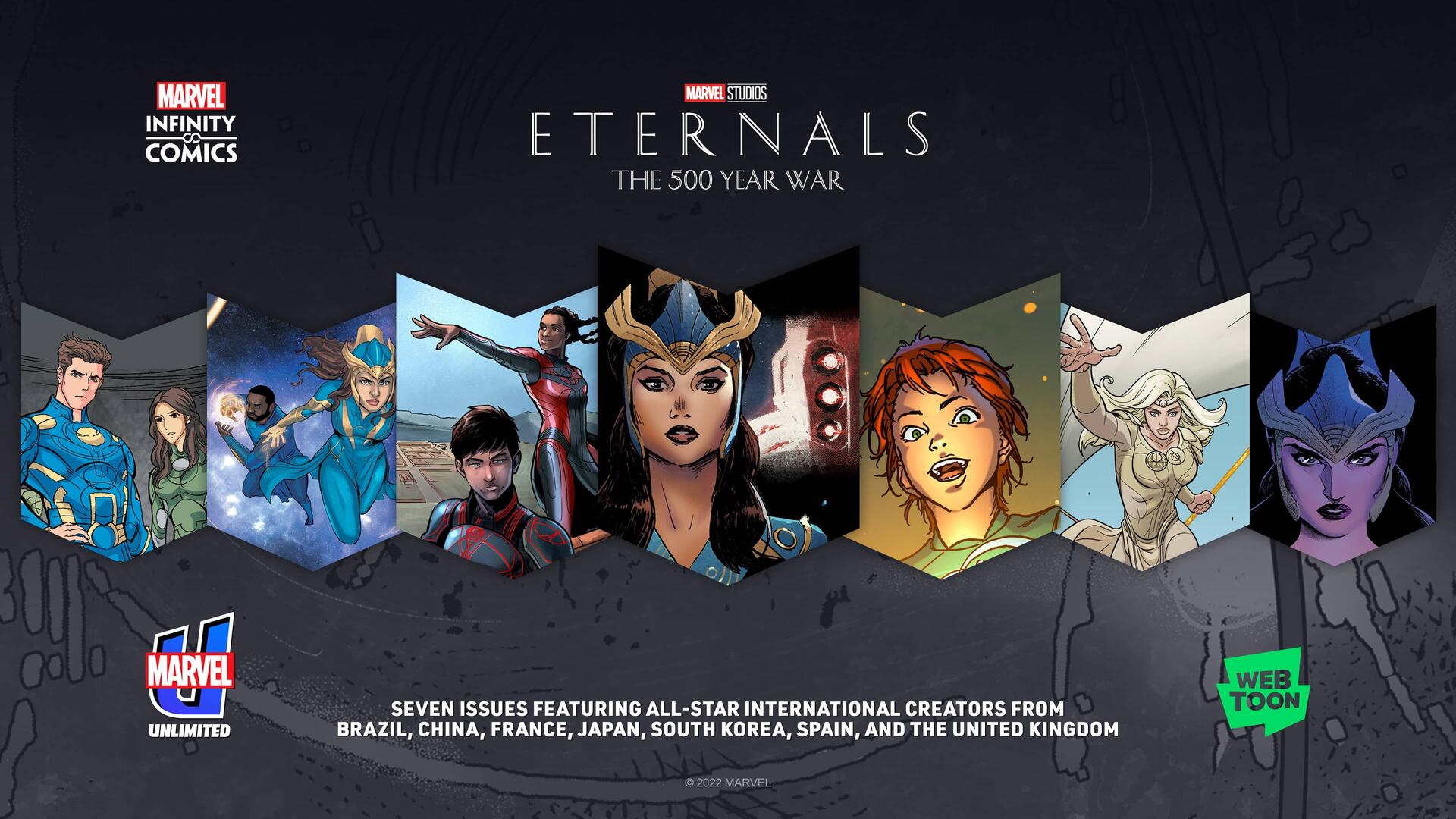 Promotional image featuring the Eternals scrolling webcomics