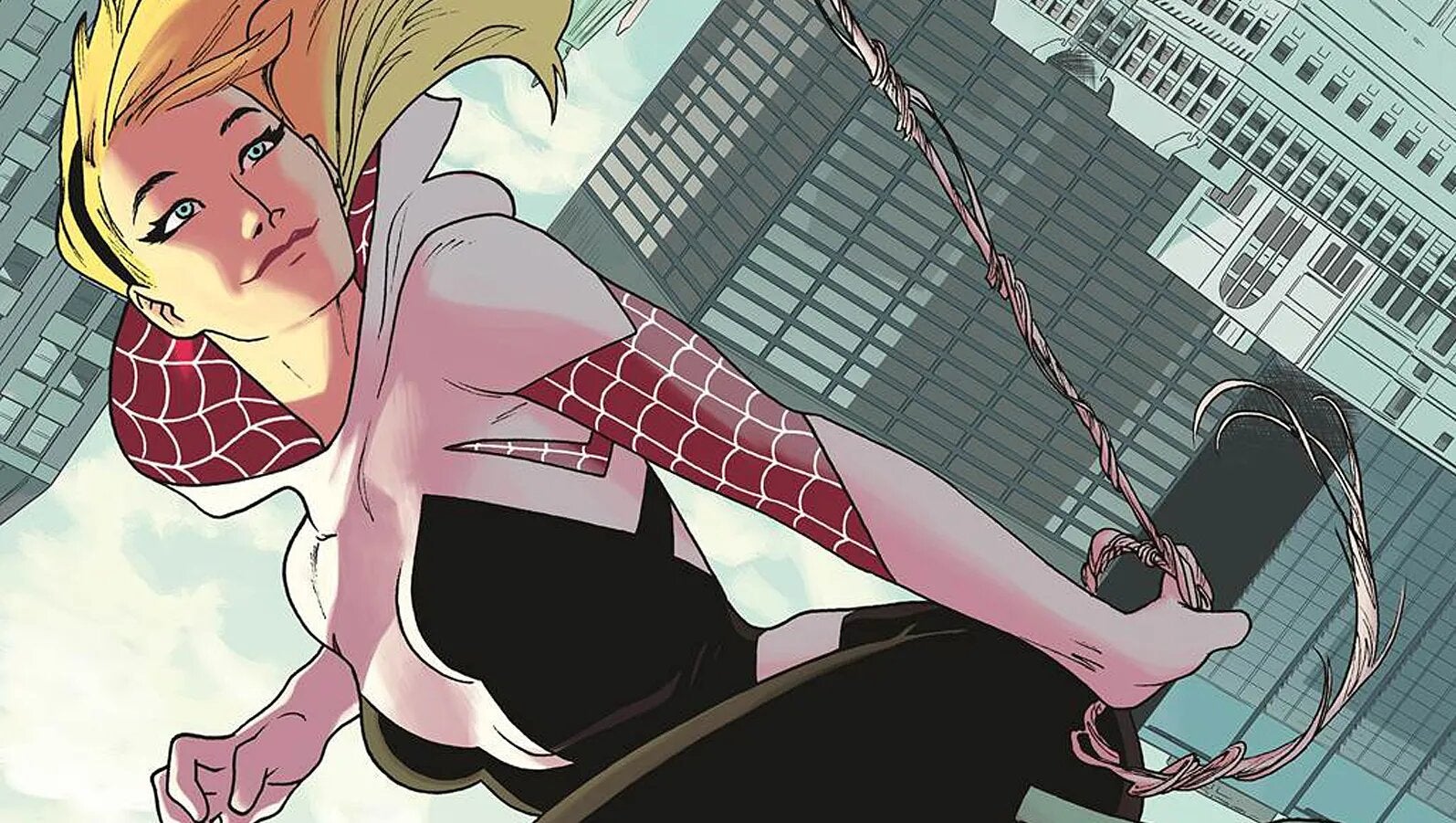 Cropped image of Gwen Stacy in her Spider-Gwen outflit
