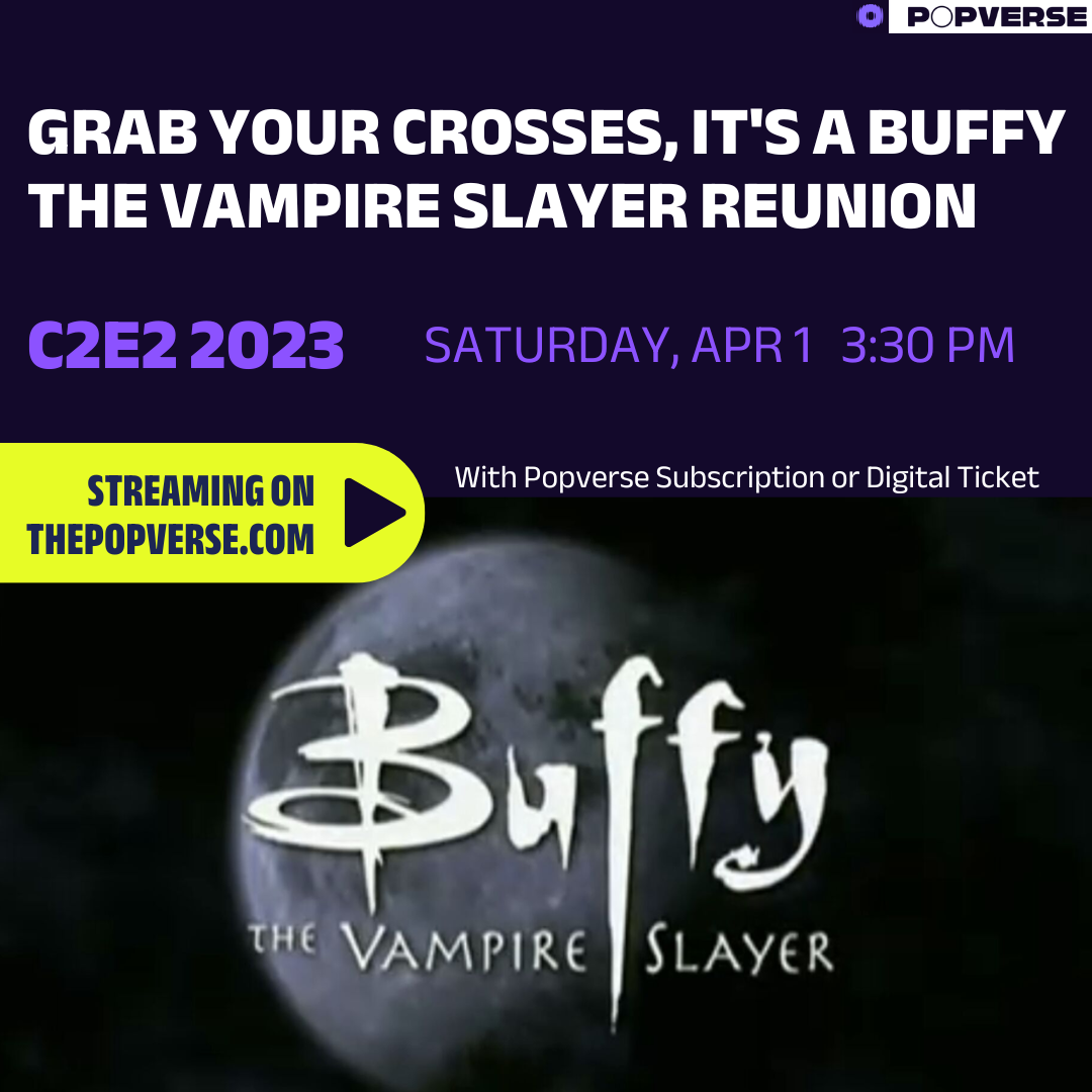 Image for Livestream the Buffy reunion with Charisma Carpenter, James Marsters, David Boreanaz, & Marc Blucas from C2E2 '23
