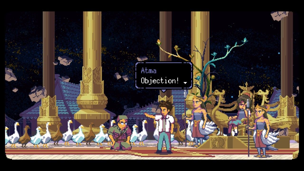 A Space for the Unbound review - Atma shouts objection in a dream-like courtroom full of geese