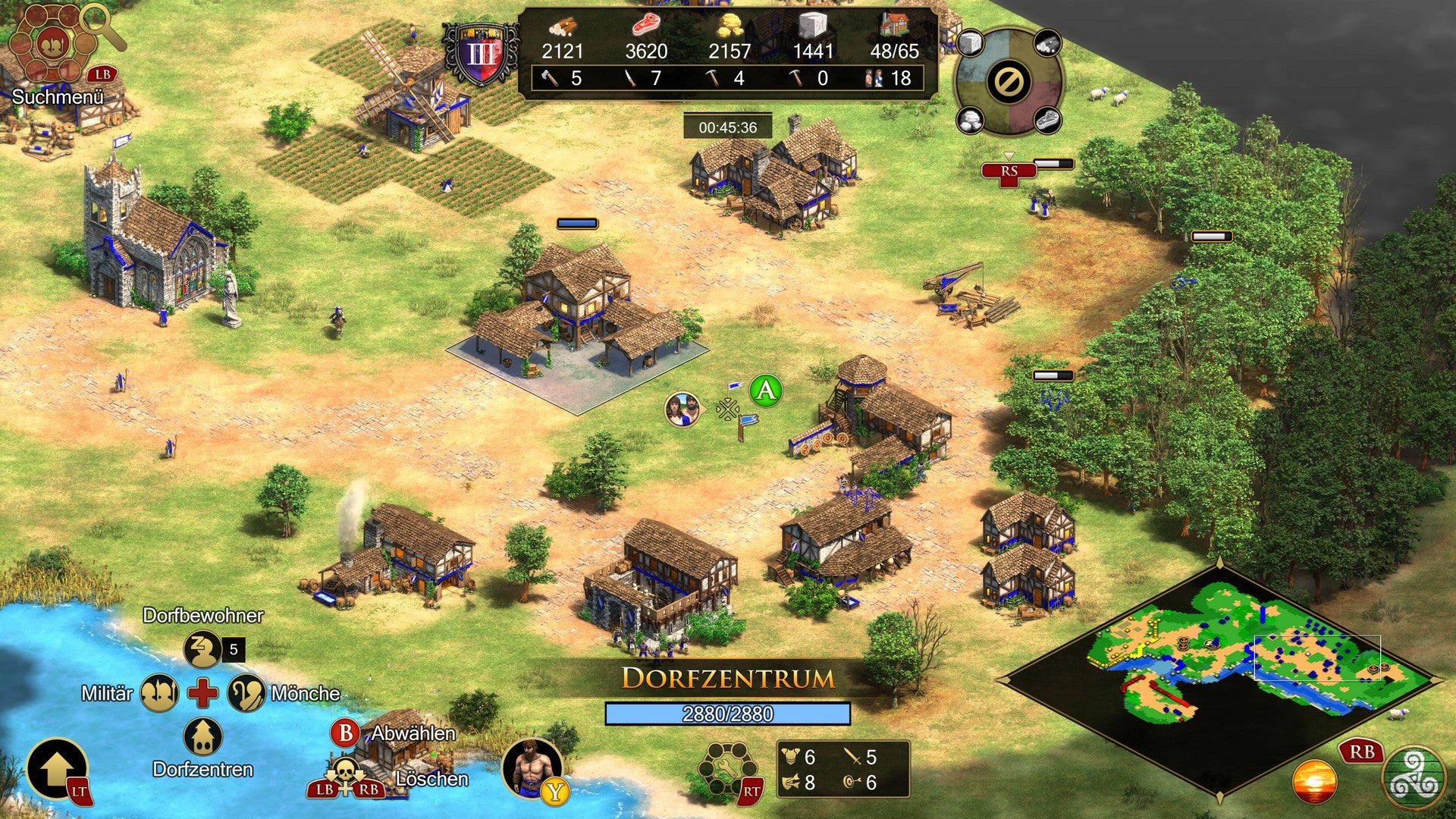 Ein Dorf in Age of Empires 2: Definitive Edition auf der Xbox.
