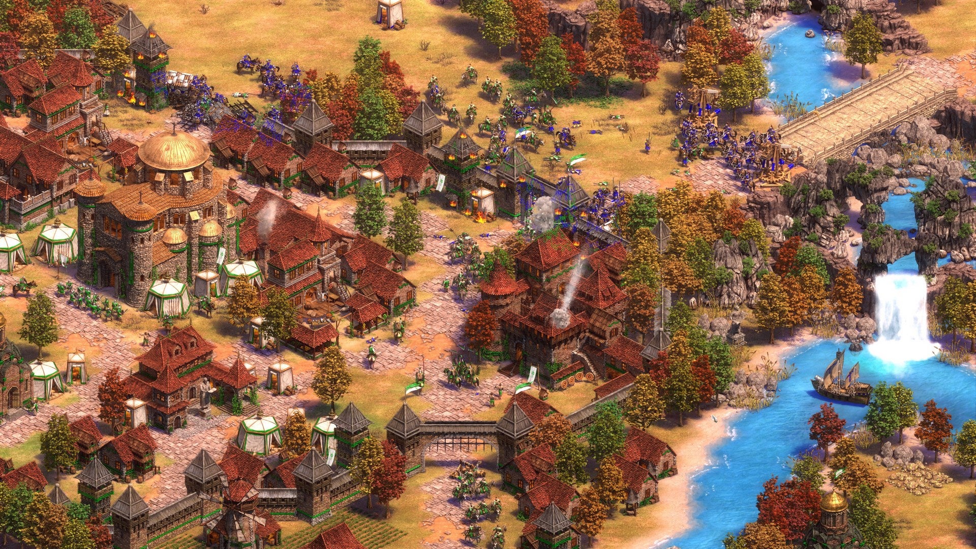 Ein Angriff auf eine stadt in Age of Empires 2.