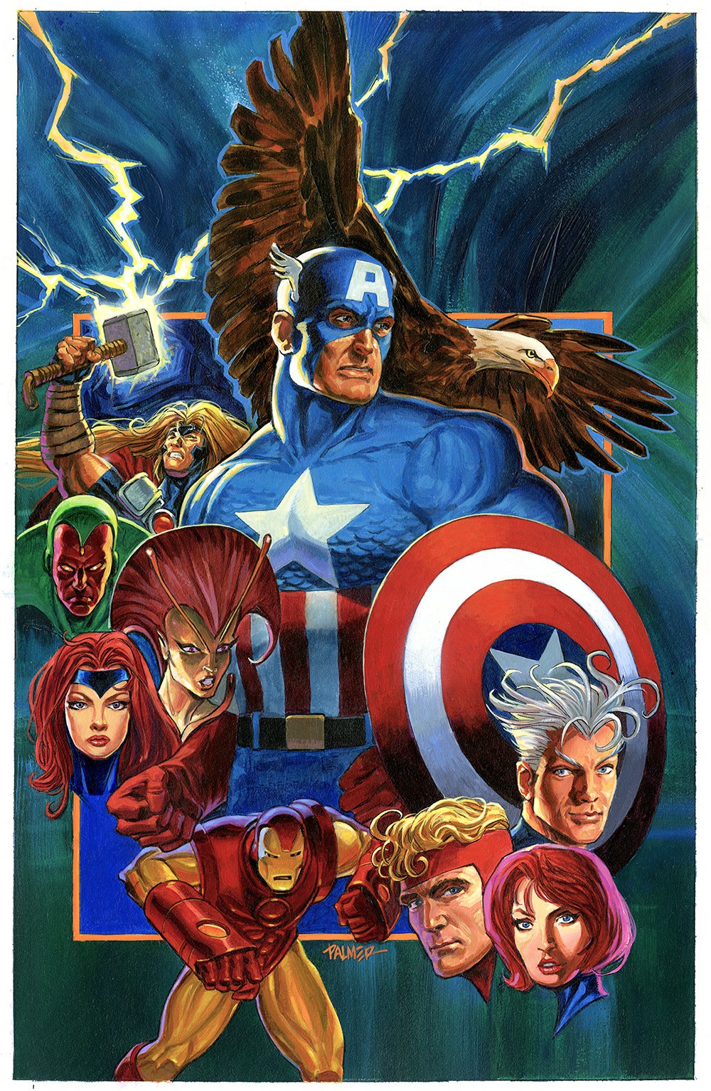 Avengers #402 cover painting by Tom Palmer