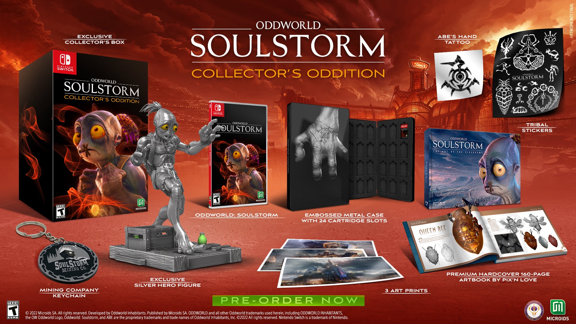 An image of the contents of Oddworld: Soulstorm Collector's Oddition.