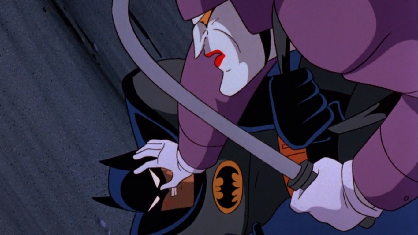 Batman and Joker battle in Batman: Mask of the Phantasm