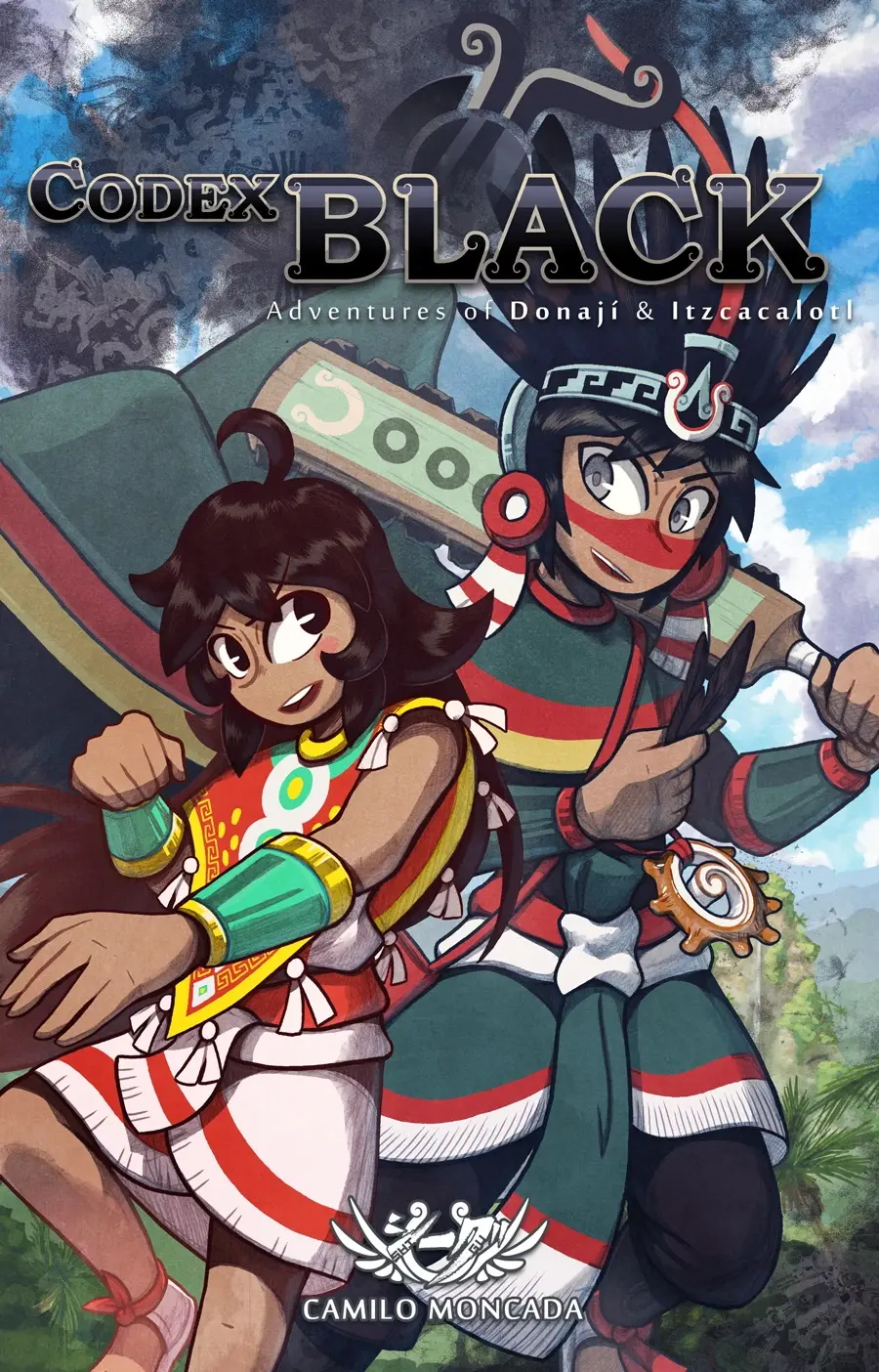 Cover featuring two characters smiling at each other, with one holding a weapon