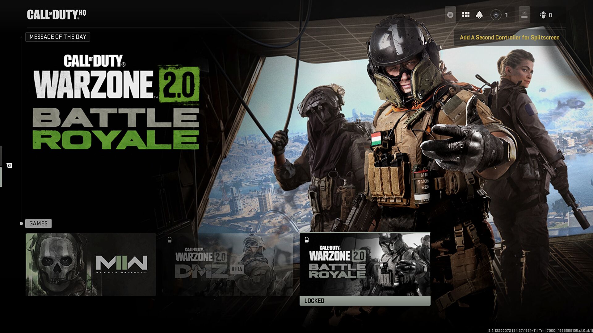 Call of Duty menu screen
