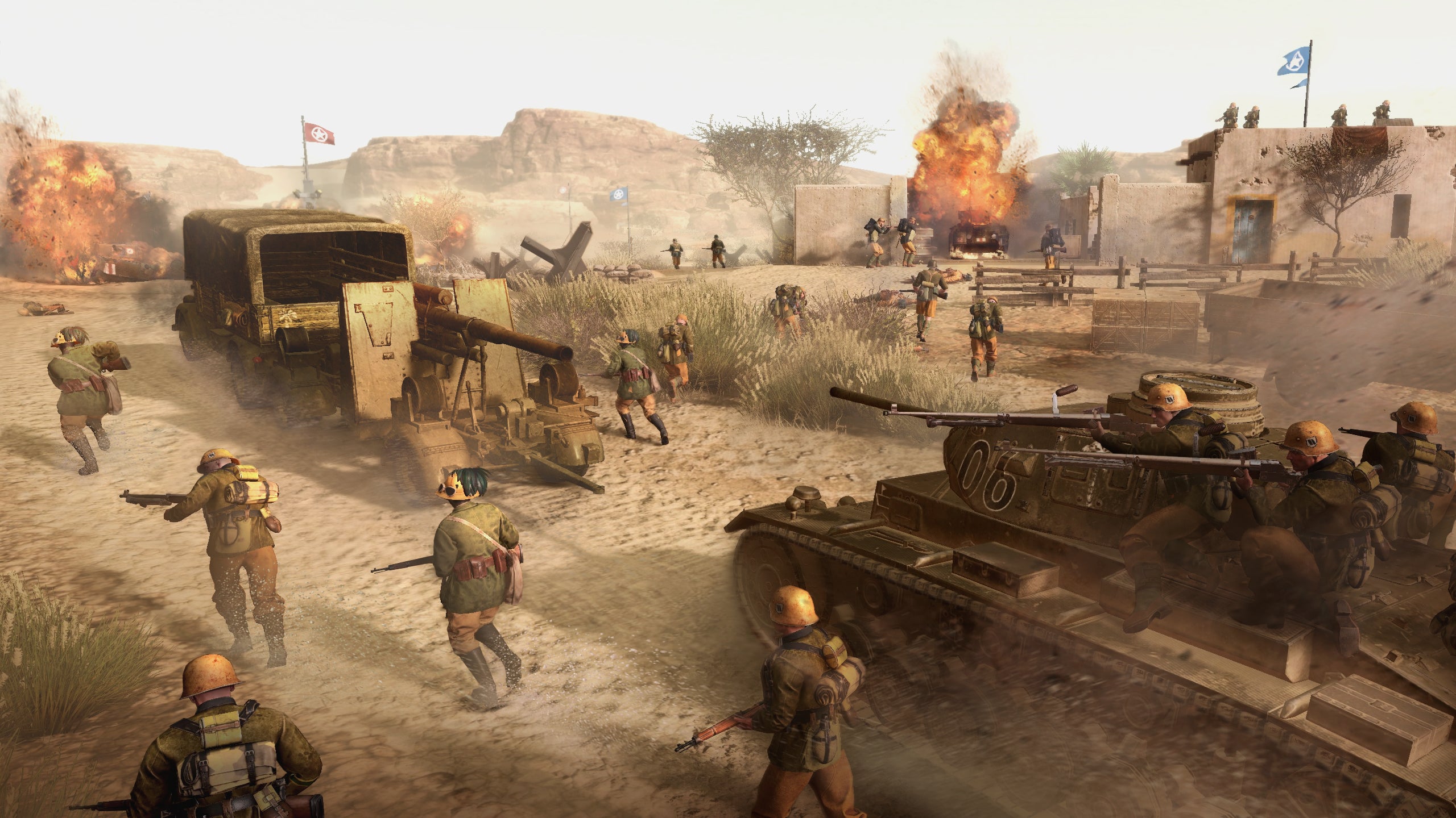 Vista previa de Company of Heroes 3: una toma de acción editada de la infantería montando un tanque en Túnez