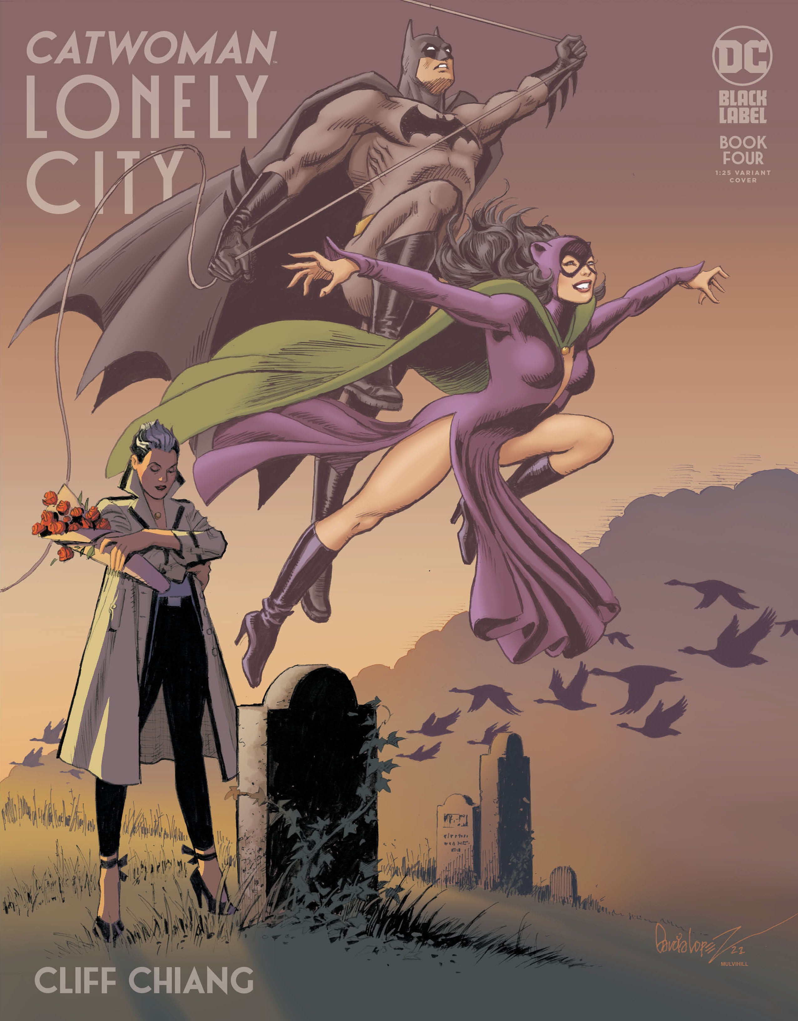 Lonely City 4 cover featuring Catwoman standing at a grave