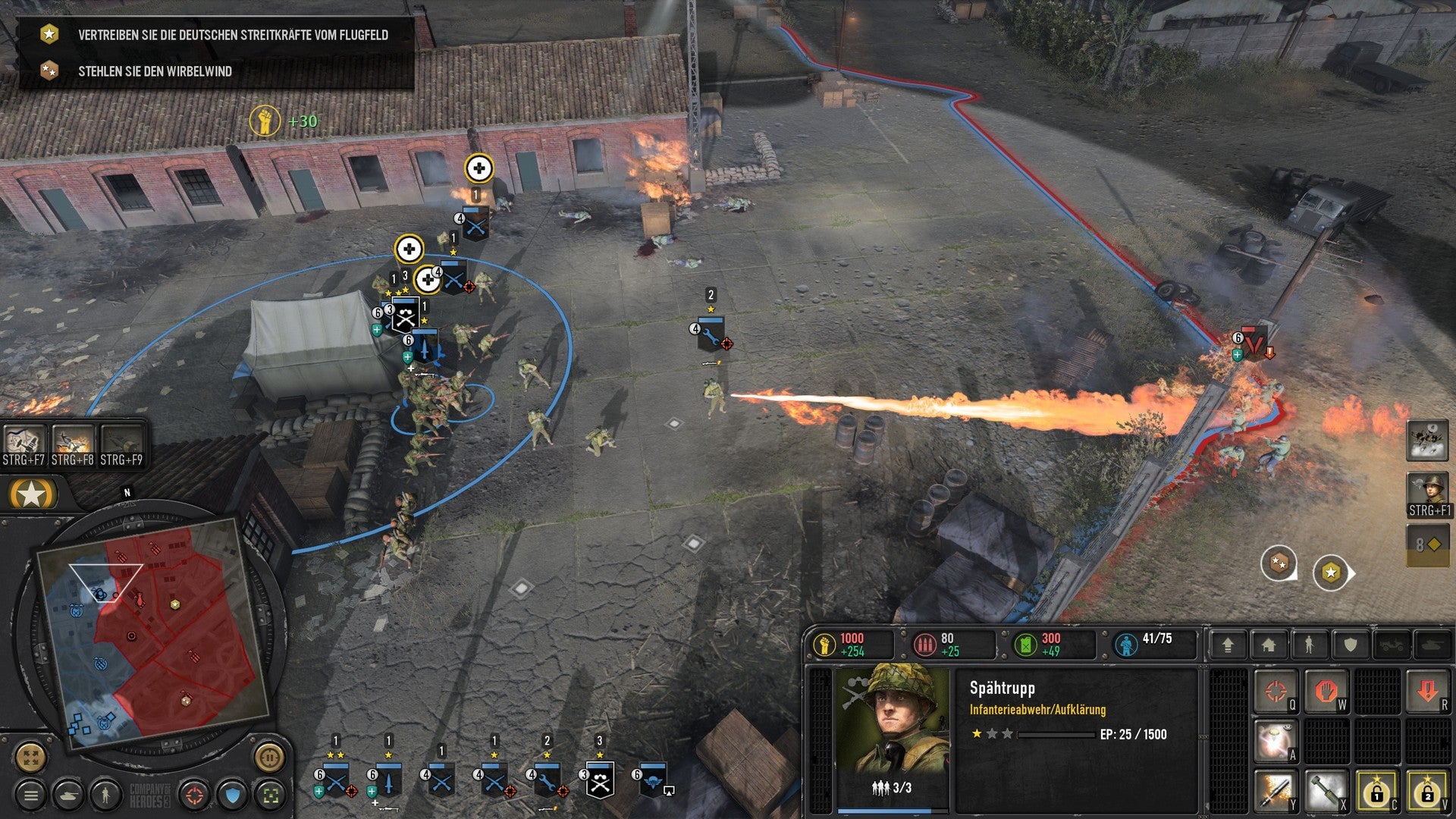 Ein Flammenwerfer in Company of Heroes 3 im Einsatz.