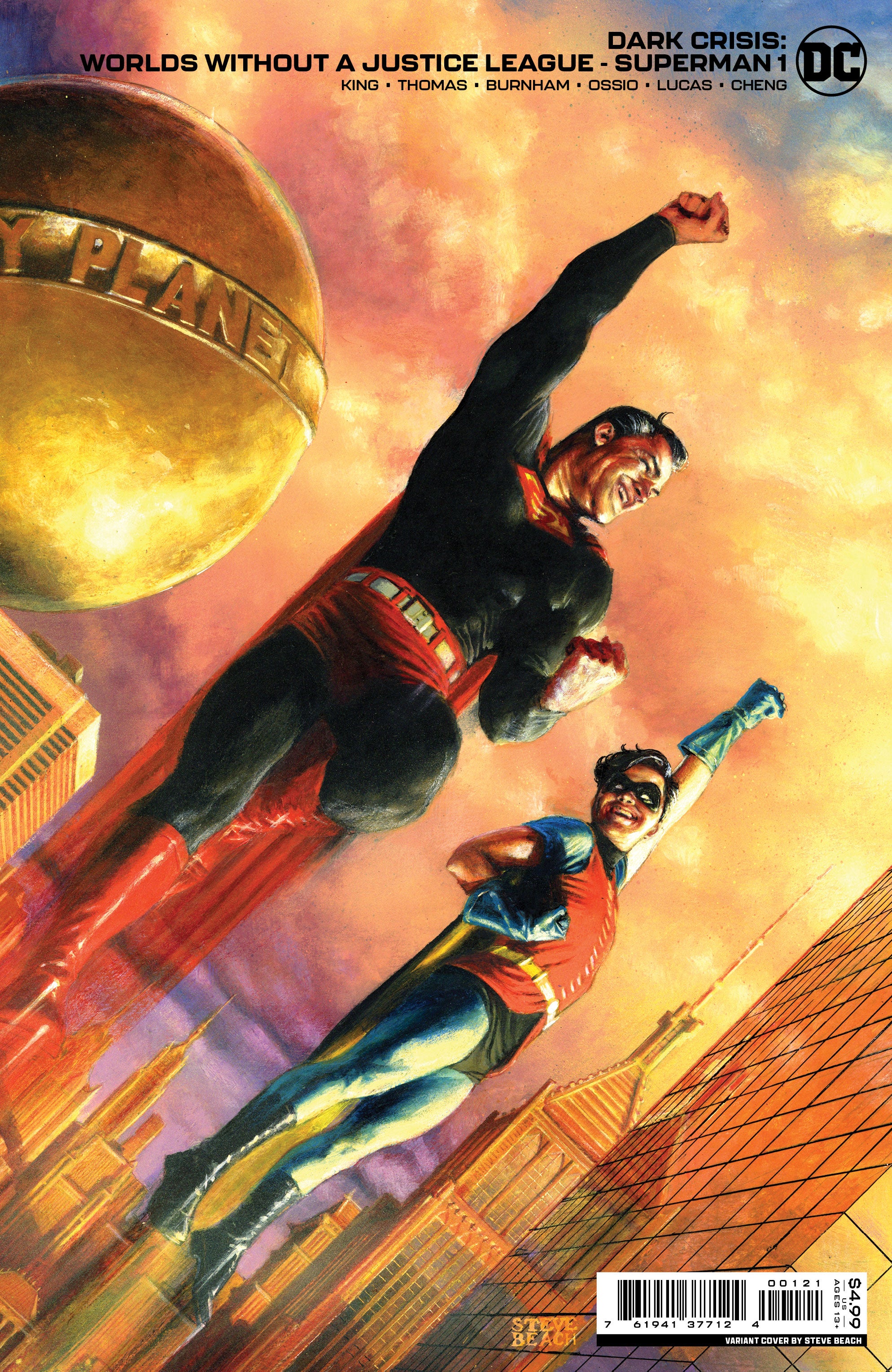 Variant cover of Superman flying alongside Jonathan Kent