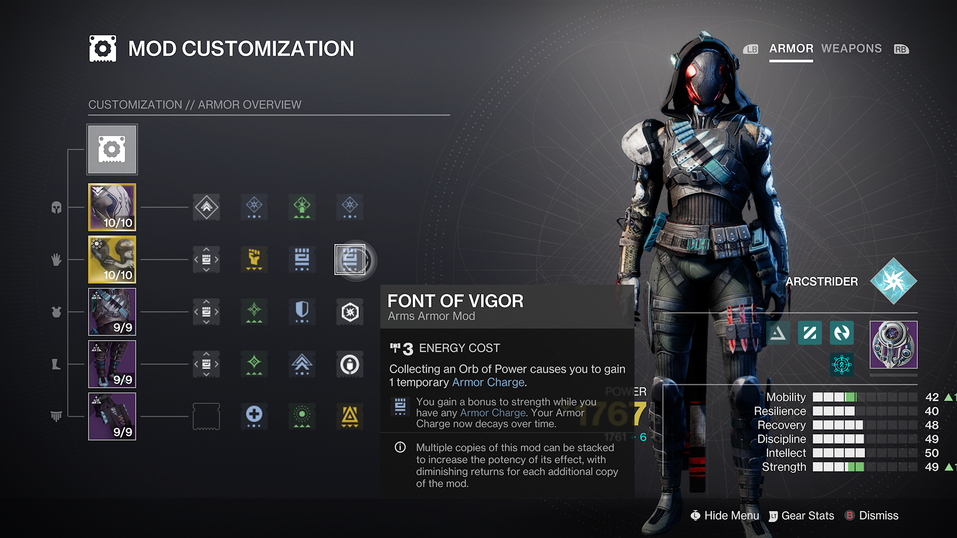 Destiny 2 Lightfall: el menú de personalización de mods