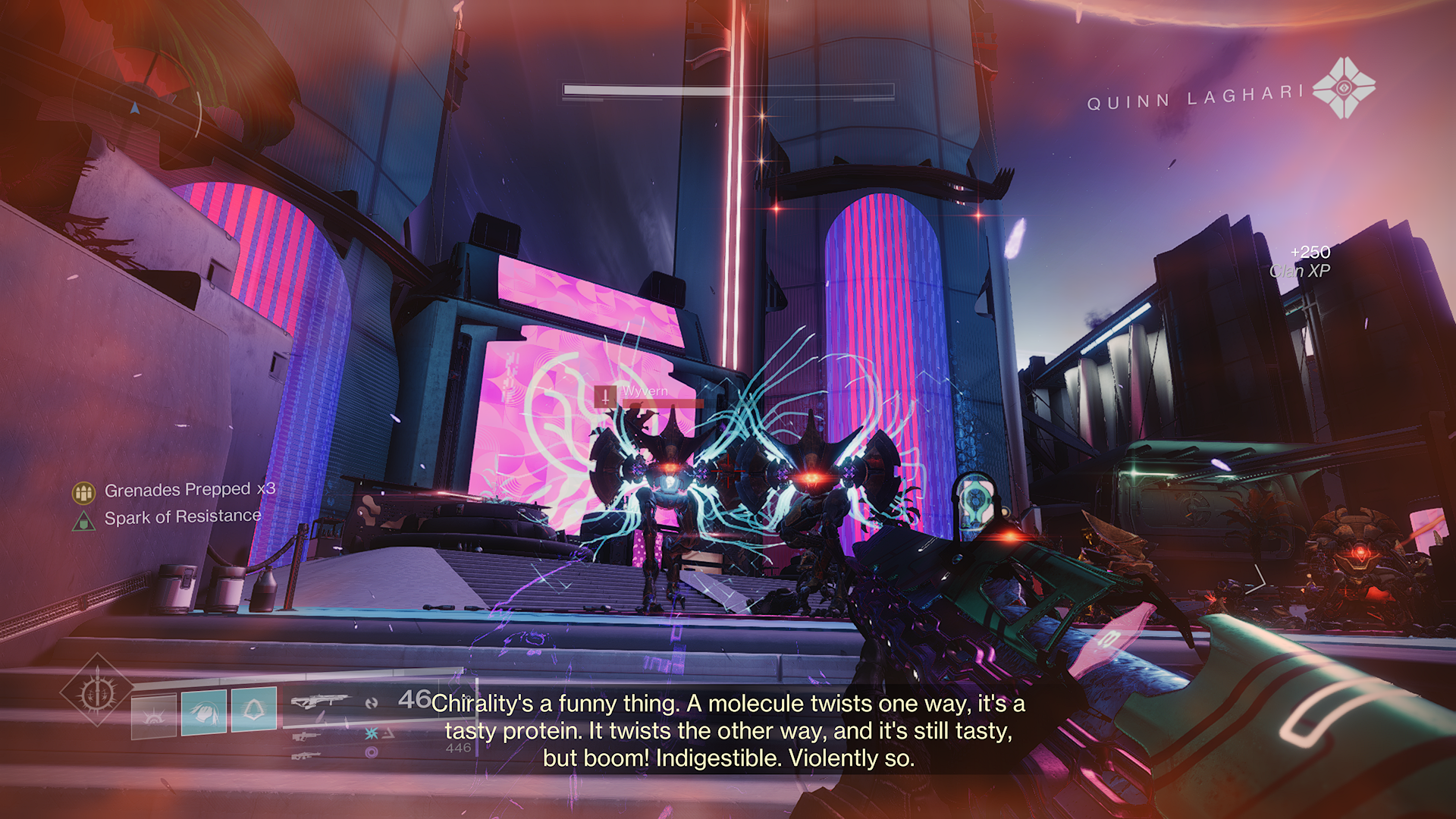 Destiny 2 Lightfall - Neomuna-strid med en rosa neonglöd
