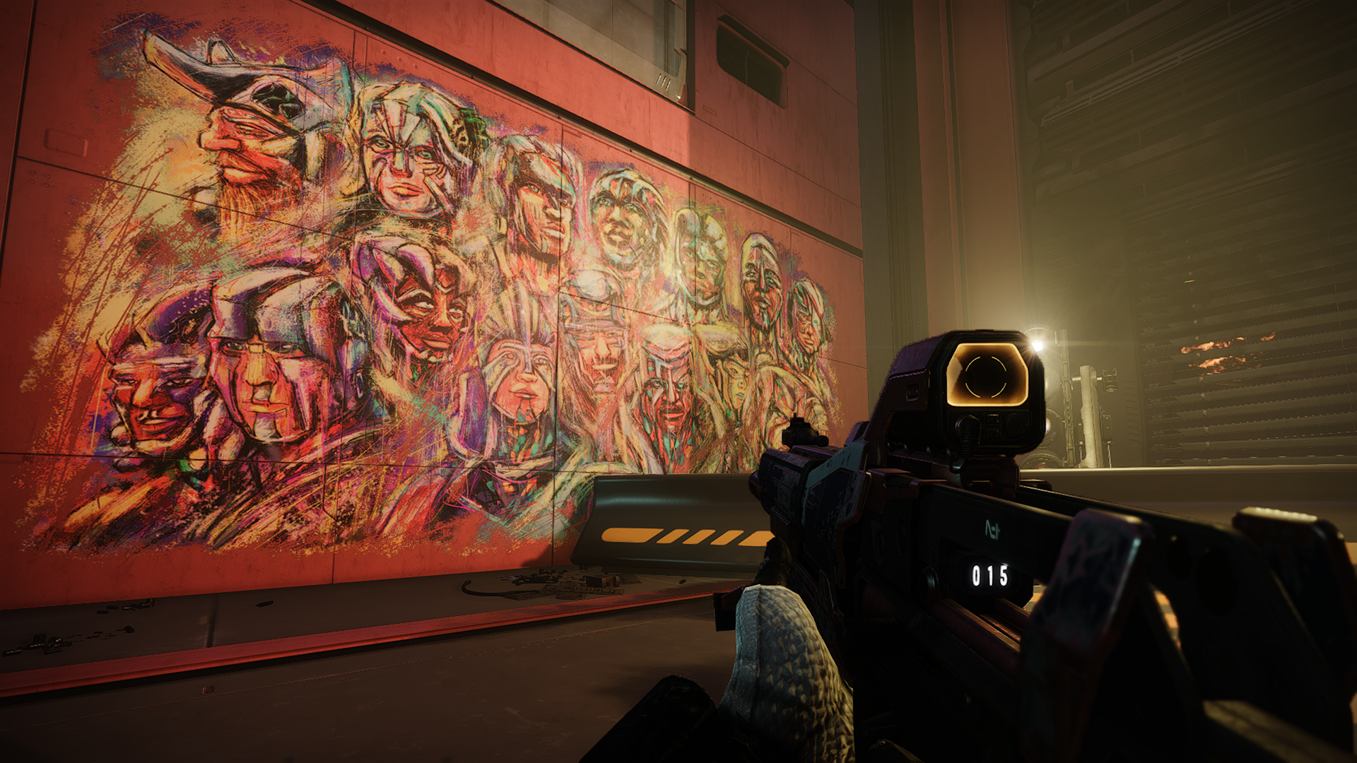 Destiny 2 Lightfall - une peinture murale sur un mur sur Neomuna