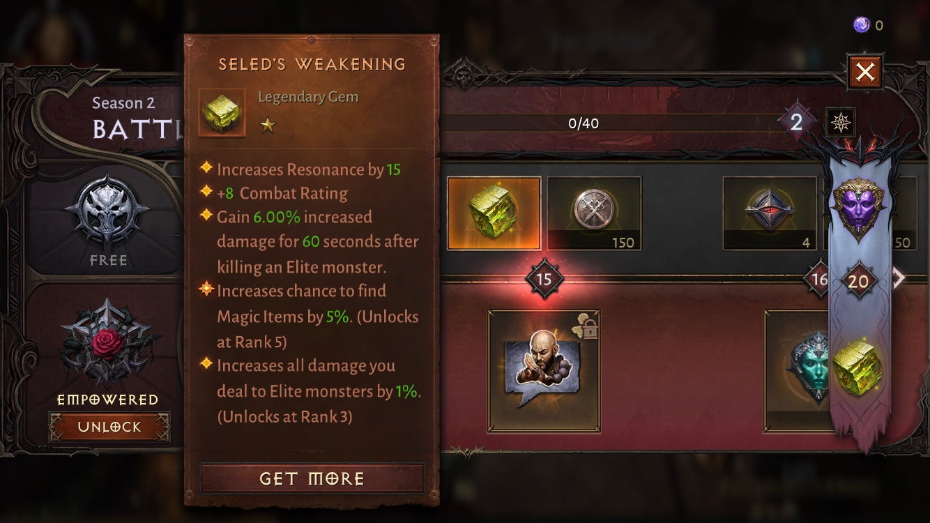 Diablo Immortal Battle Pass Season 2 rewards including rank 40 Empowered rewards - 6