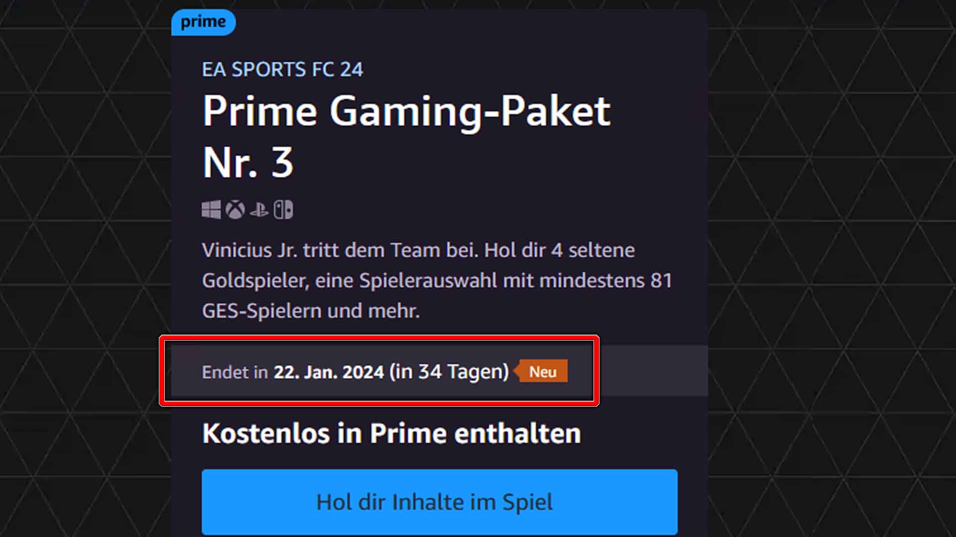 EA FC 24: Prime Gaming Pack 2 (November) ist da! – Son ist der neue  Leihspieler