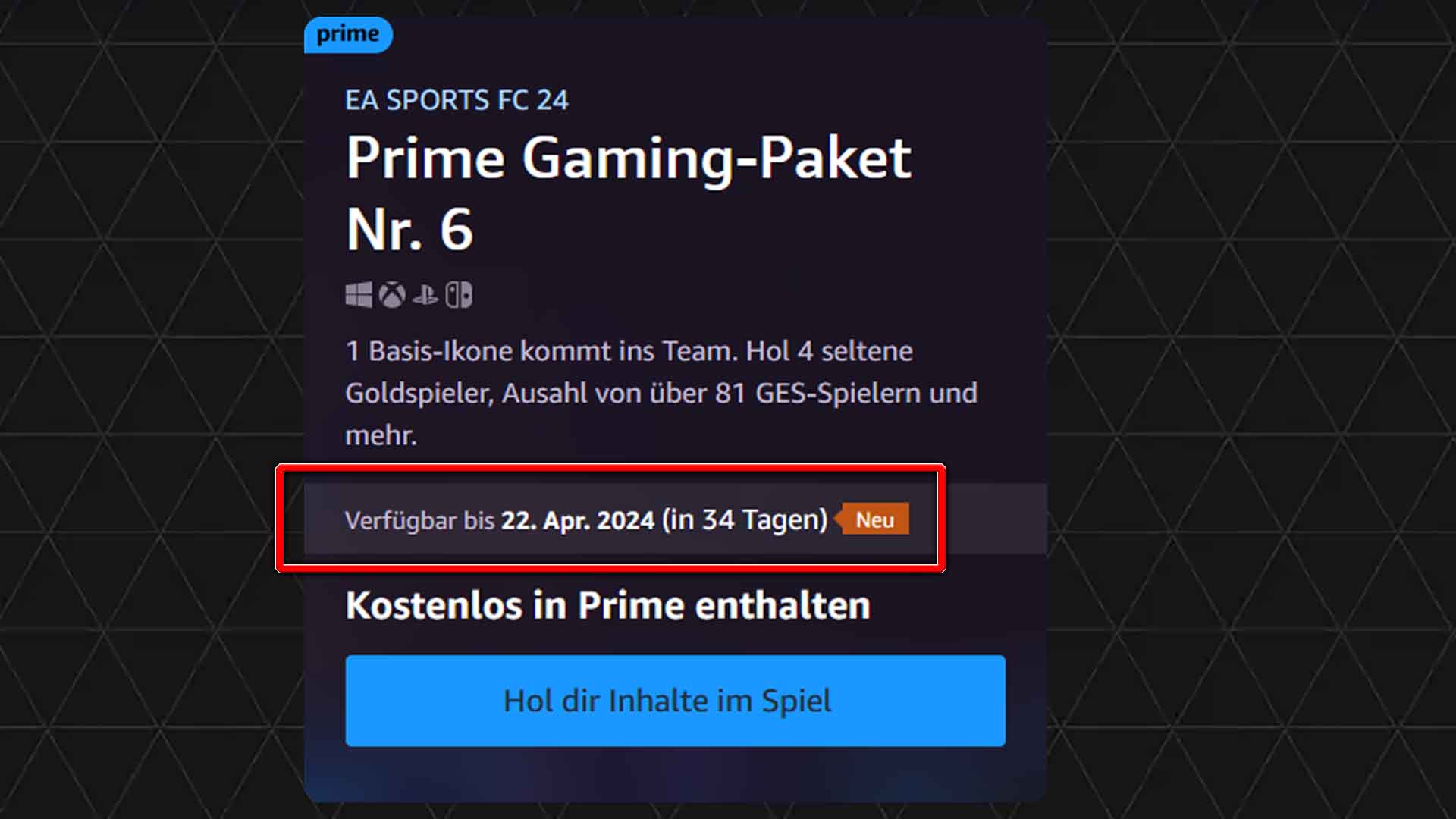 Wann kommt das Prime Gaming Pack 6?