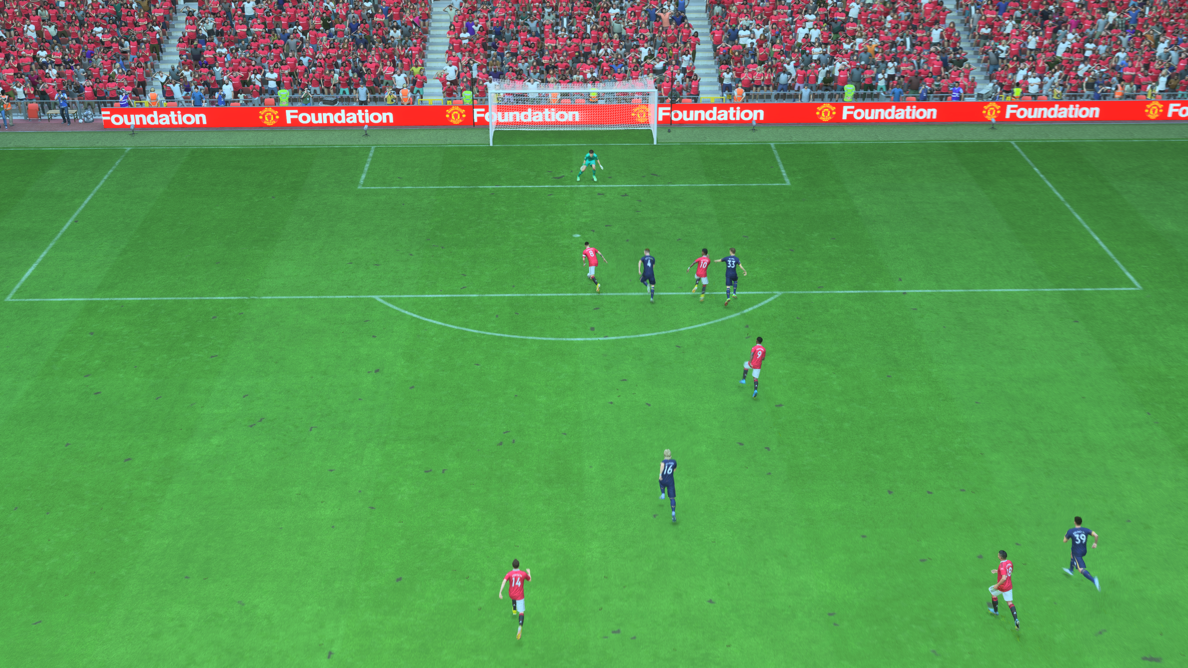 FIFA 23 review - a top-down replay of scoring after being through on goal and the keeper noticeably to one side of his goal