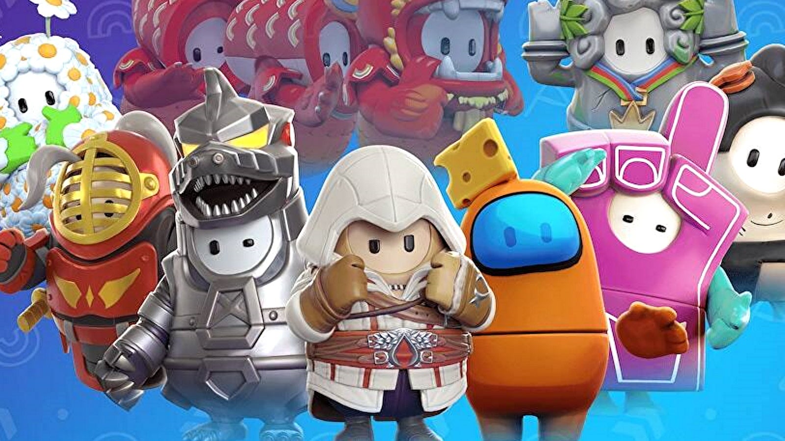 Image for Fall Guys Season 1 Battle Pass rewards, including all skins, costumes and patterns